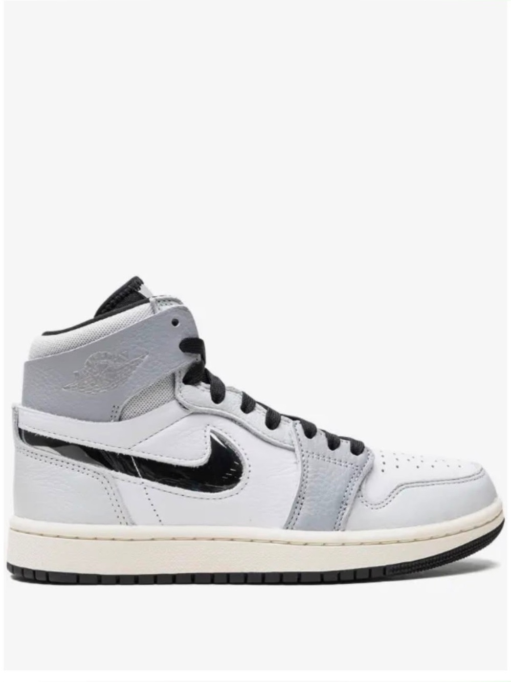 Jordan High-Top Sneakers in White, Gray & Black